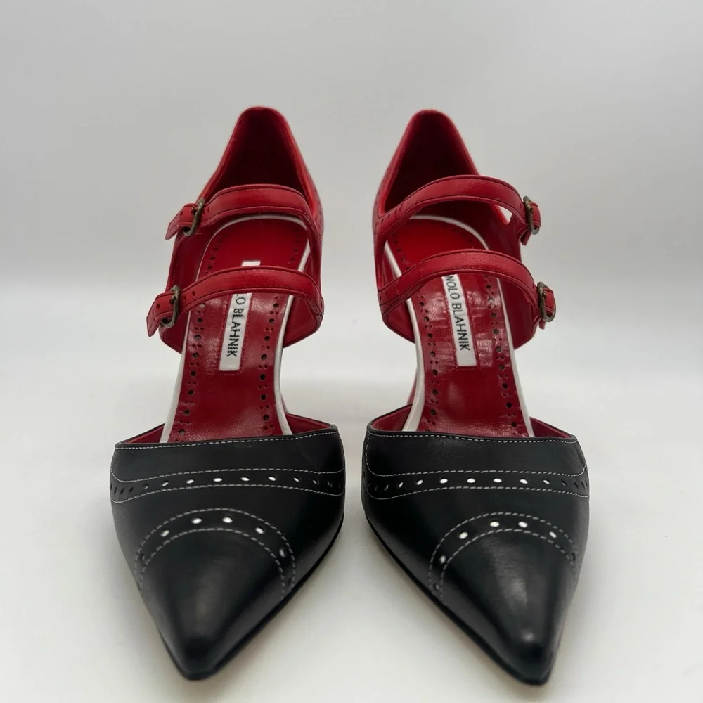 Manolo Blahnik Monzubo Bicolored Mary Jane Pumps - Picture 5 of 14
